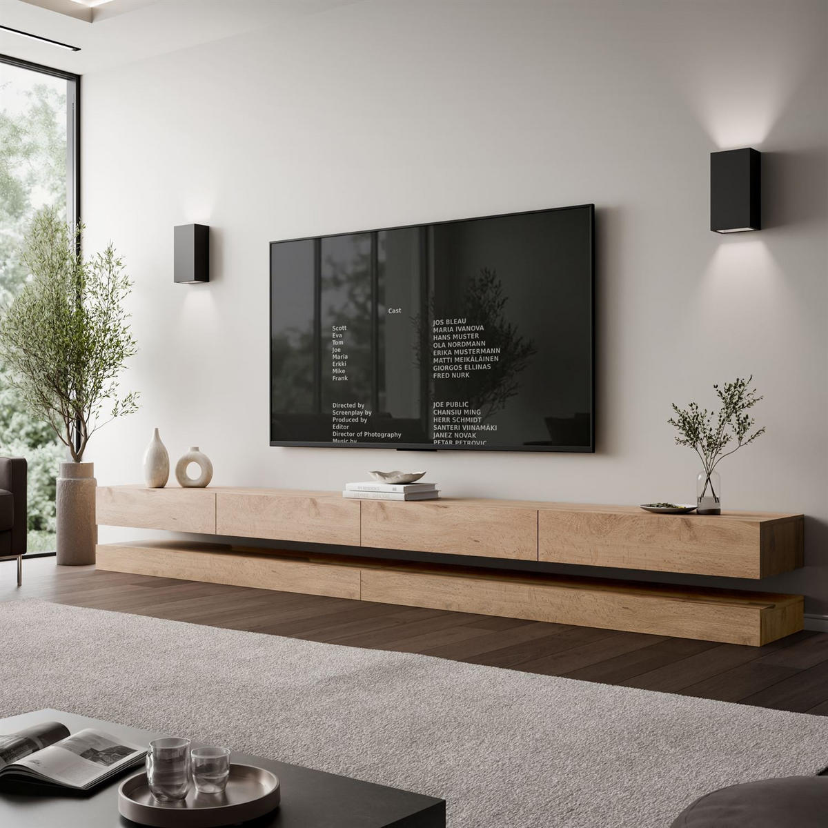 TV-RACK SKY 280 cm, Wotan Eiche - Eiche Wotan, Holzwerkstoff (280/25/34cm) - Lookway