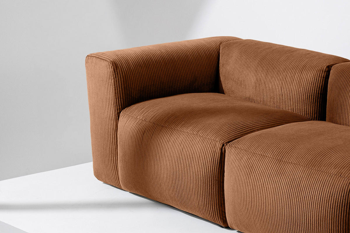 2-SITZER-MODULSOFA BUFFO mit extrem weicher und bequemer Sitzfläche, Kordstoff, ore - Orange, Textil (210/73/96cm) - KONSIMO®