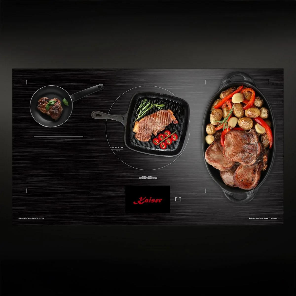 INDUKTIONSKOCHFELD - Schwarz, Keramik (90/5.5/52cm) - Kaiser Küchengeräte