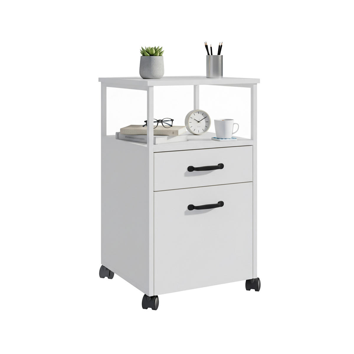 ROLLCONTAINER - Weiß, Holzwerkstoff/Kunststoff (42/66.5/44cm) - Relaxdays