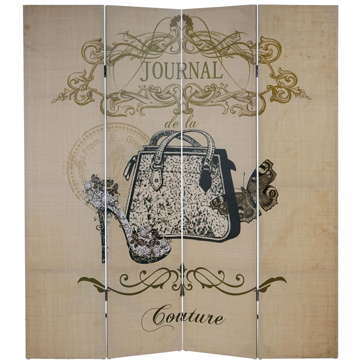 FOTO-PARAVENT Braun, Schwarz - Schwarz/Braun, Holz (160/180/2cm) - MCW