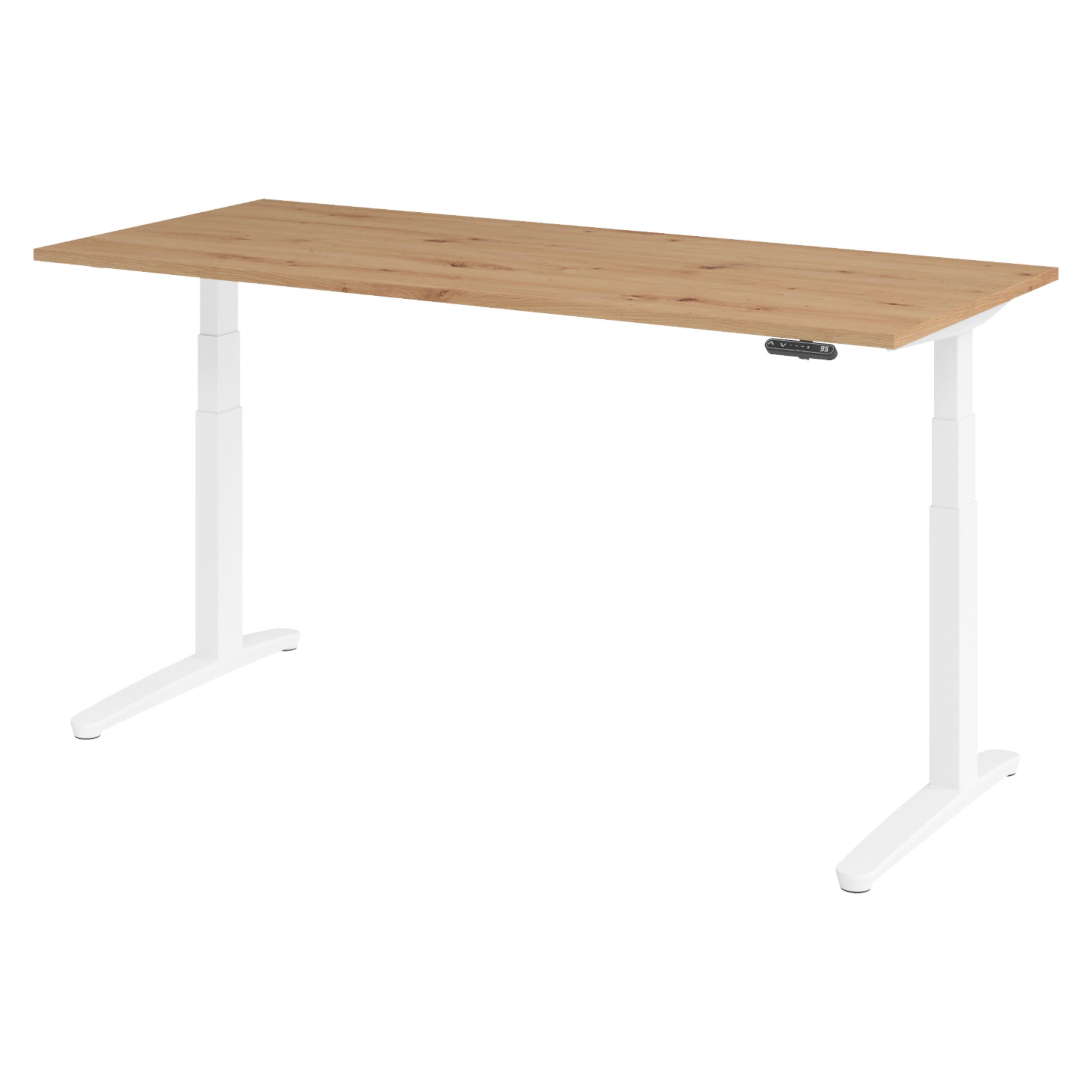 bümö Schreibtisch Wildeiche, Weiß 180x74x80 cm
