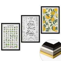 WANDBILDER 3er-Set - 40x60 cm Schwarzer Rahmen - Bemalte Zitronen-Küchenkräuter - Schwarz, Kunststoff (40/60cm) - ArtPrintCave