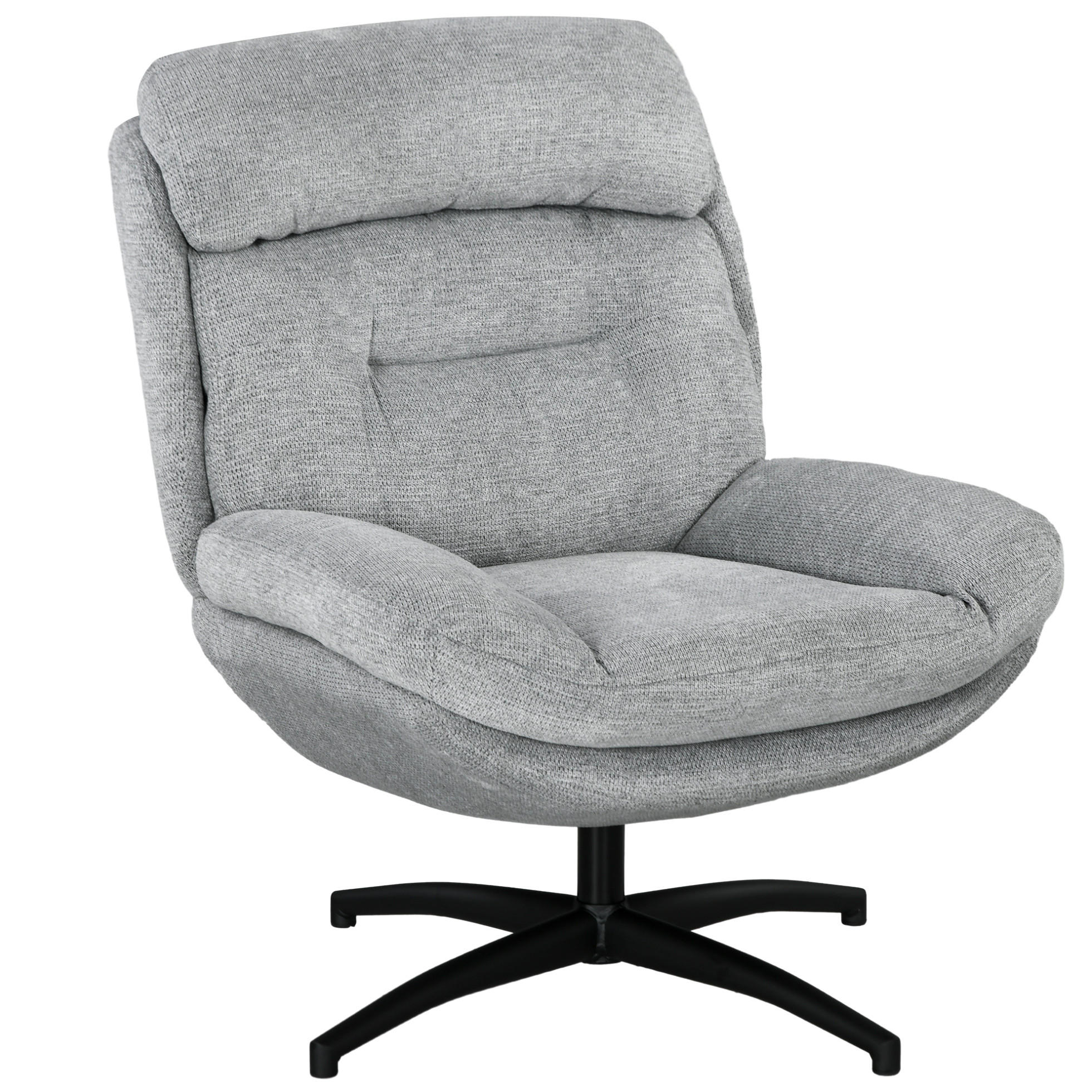 OKWISH OTOČNÉ křeslo 91/79/98 cm šedé z polyesteru s 360° otáčením a područkami