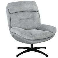 OTOČNÉ křeslo 91/79/98 cm šedé z polyesteru s 360° otáčením a područkami - šedá, textil (91/98/79cm) - OKWISH