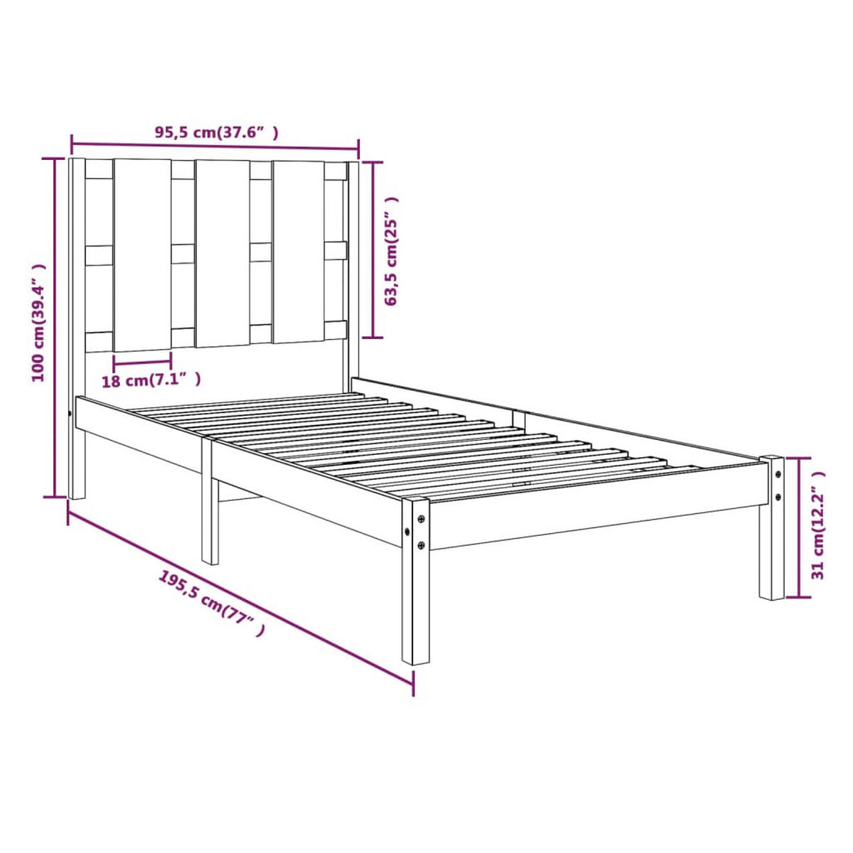 BETT Neil 100/195.5 cm - Braun, Holz (100/190cm) - Nettlife