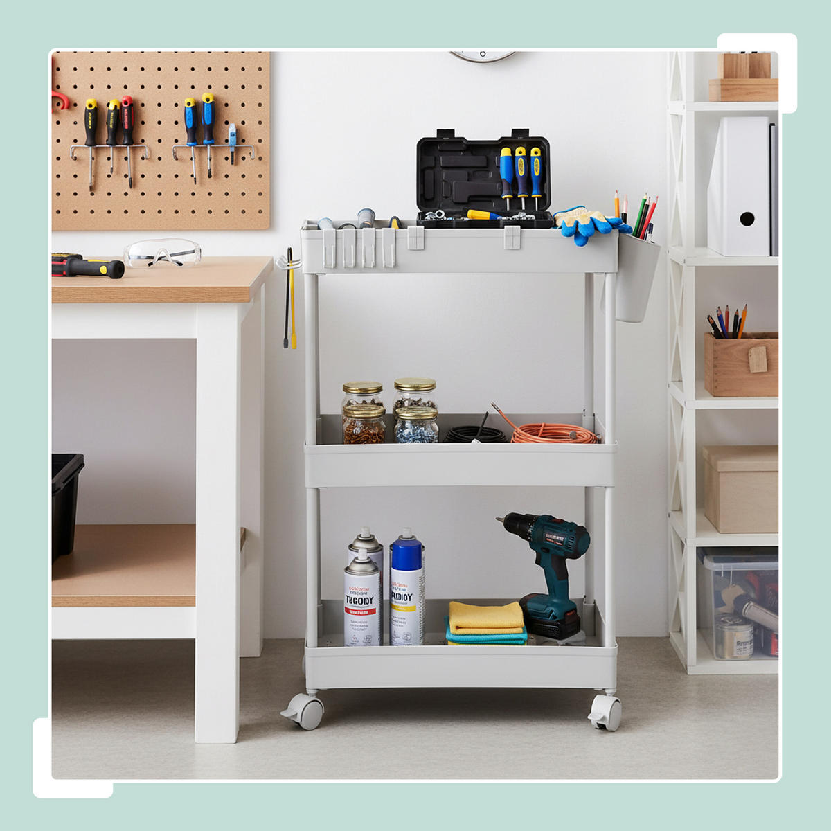 ROLLWAGEN - Weiß, Kunststoff/Metall (40/62.5/22cm) - Relaxdays