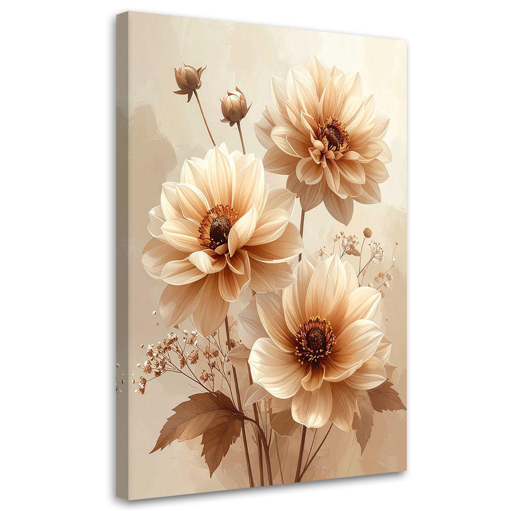 WANDBILD, Beigefarbene Blumen im zarten Vintage-Stil - Beige, Textil (40/60cm) - Feeby