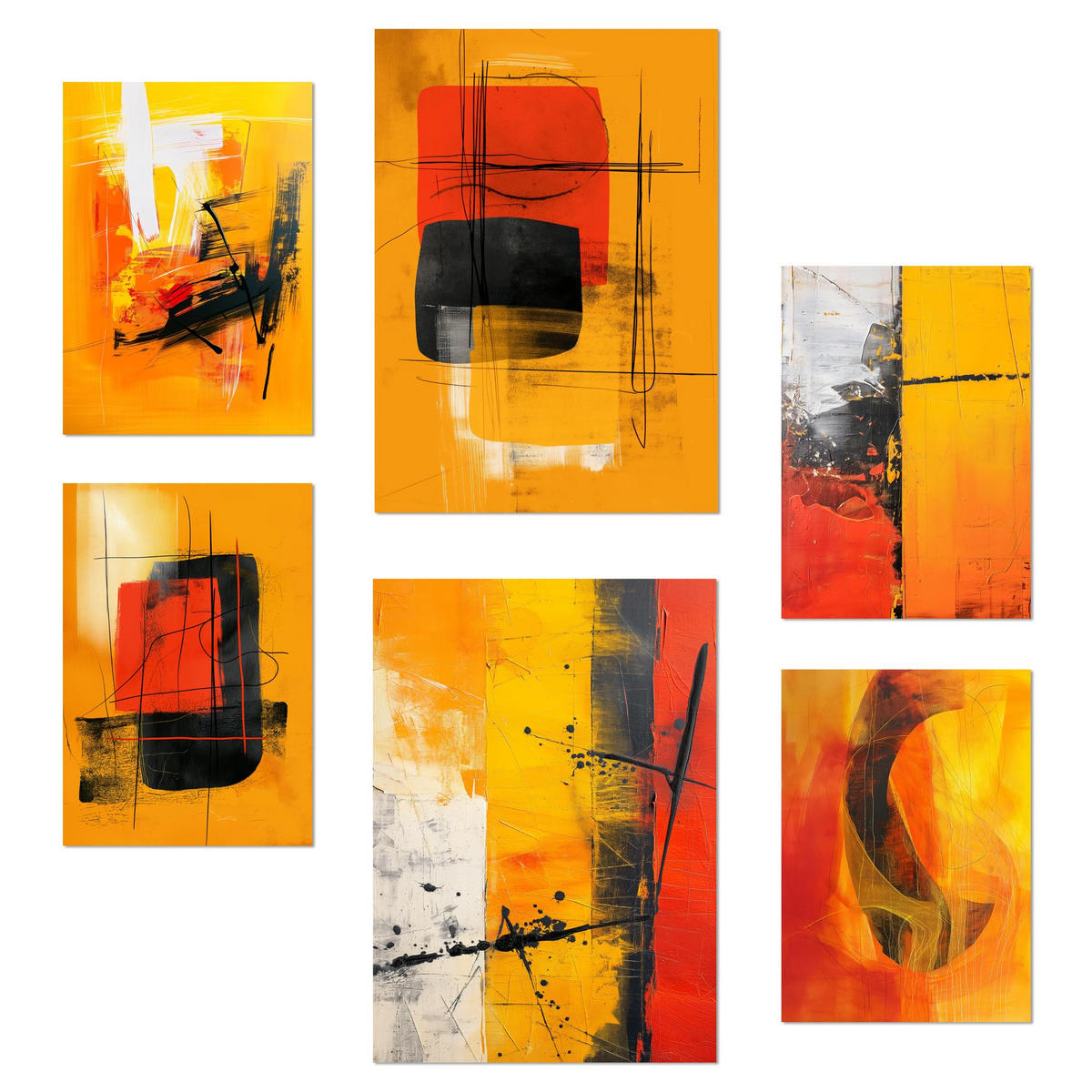 POSTER Set Mit 6 Schwarz weiße geometrische Muster A3 & A4 Rahmenlos - Klar, Papier (29/3cm) - Nacnic