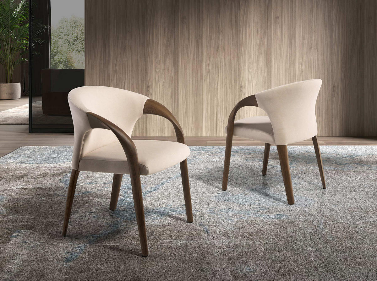 STUHL Walnuss Creme 62/61/78 - Creme, Textil (62/78/61cm) - ANGEL CERDA