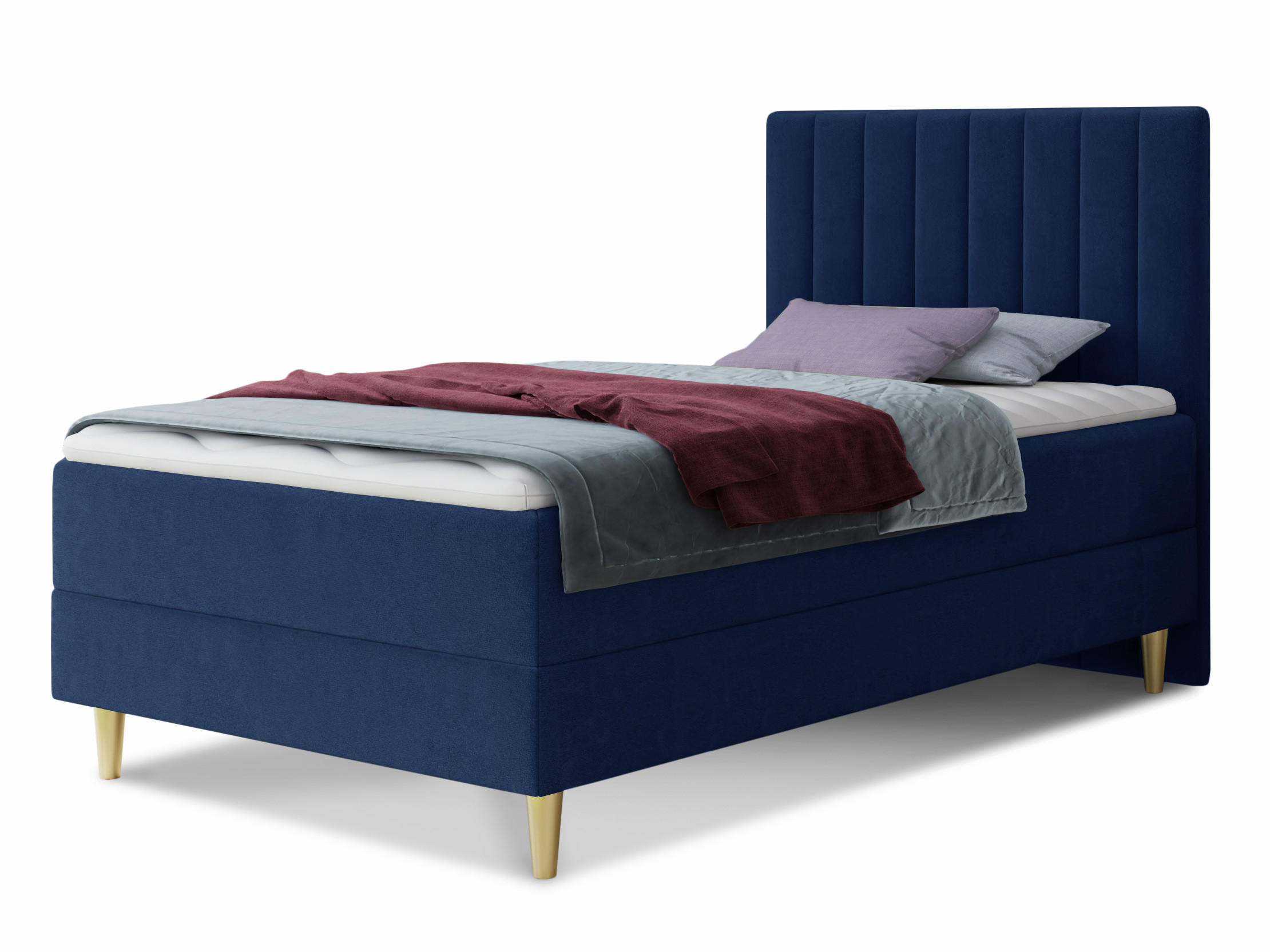 BOXBETT Gold Mini - 90x200 - Blau (Manila 26, Velvet) - Blau/Gelb, Holz/Holzwerkstoff (90/200cm) - Sofnet