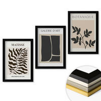 WANDBILDER 3er-Set - 20x30 cm Schwarzer Rahmen - Minimalistische Pflanzenposter - Schwarz, Kunststoff (20/30cm) - ArtPrintCave