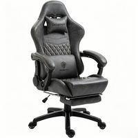 GAMING-STUHL Ergonomisch Verstellbarer 90°-170° Für Homeoffice/Gaming - Grau, Leder (60/115/60cm)