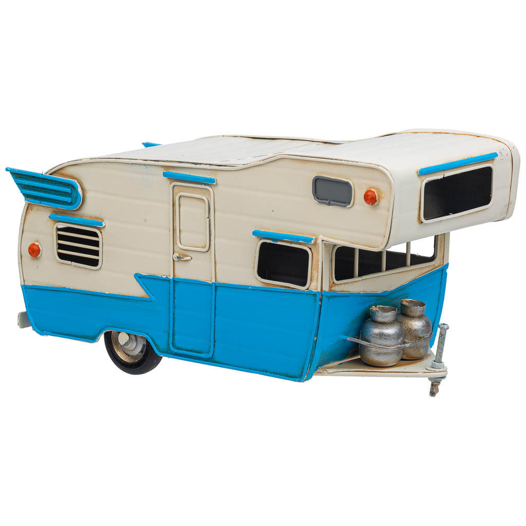 Wanderlust Wohnwagen Blau 28x15x12.5 cm