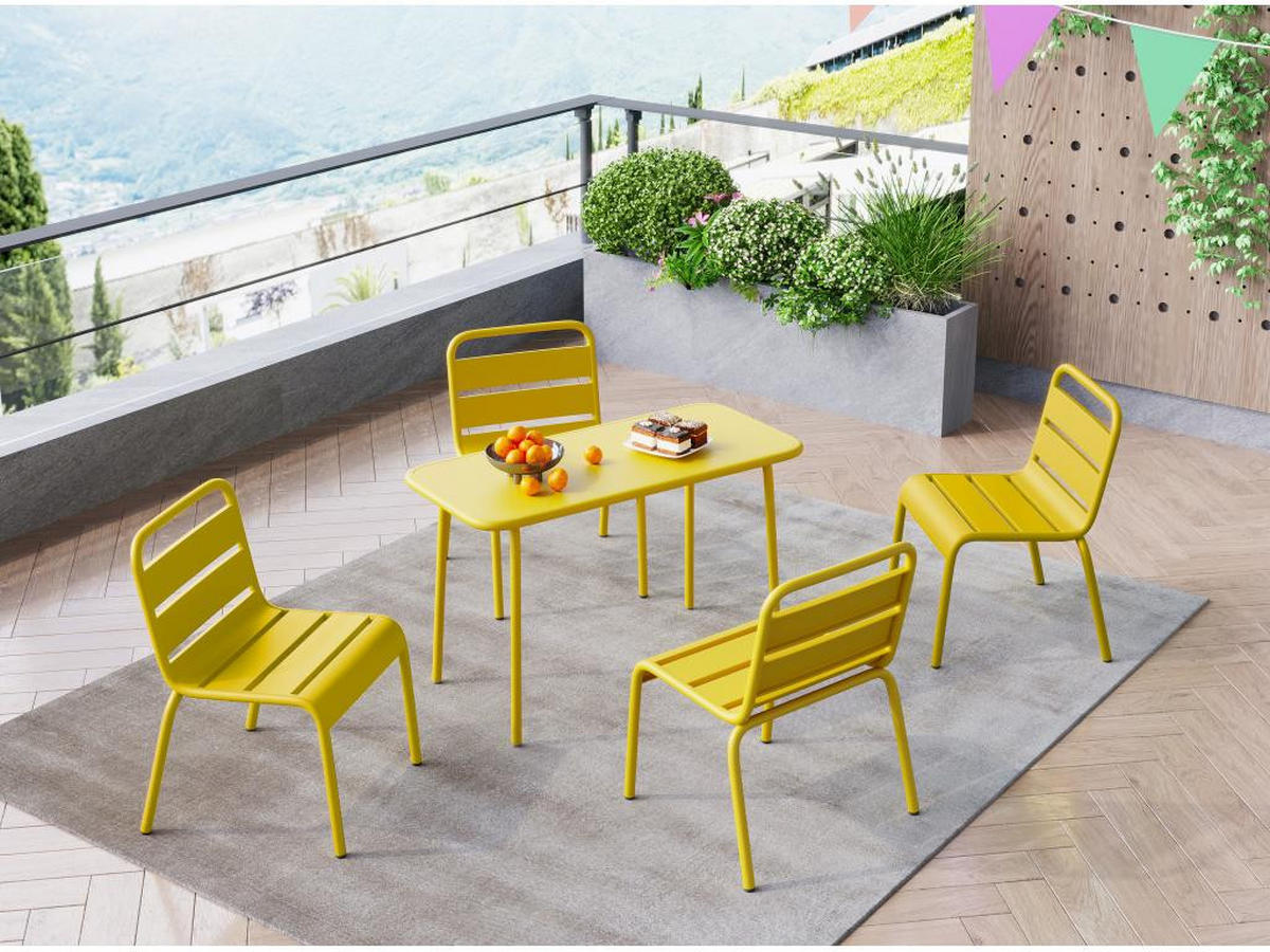 GARTENSTUHL für Kinder stapelbar 2er-Set - Metall - Senfgelb - POPAYAN von MYLIA - Gelb, Metall (39/55.5/43cm) - Vente-Unique