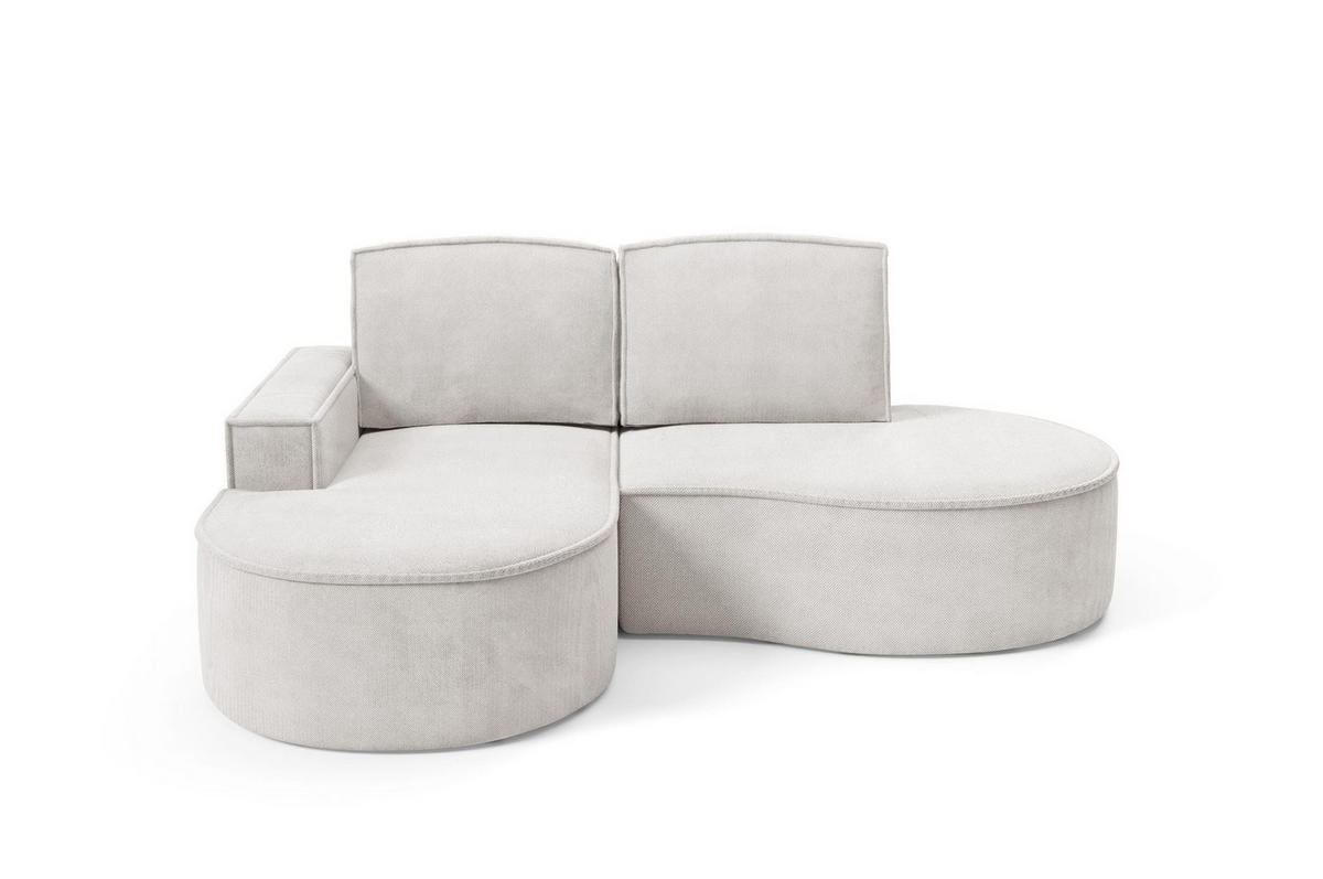 ECKSOFA Flow Weiß, mit Kissen in Curio Stoff, linke seite - Weiß, Holzwerkstoff/Textil (210/157cm) - Bettso