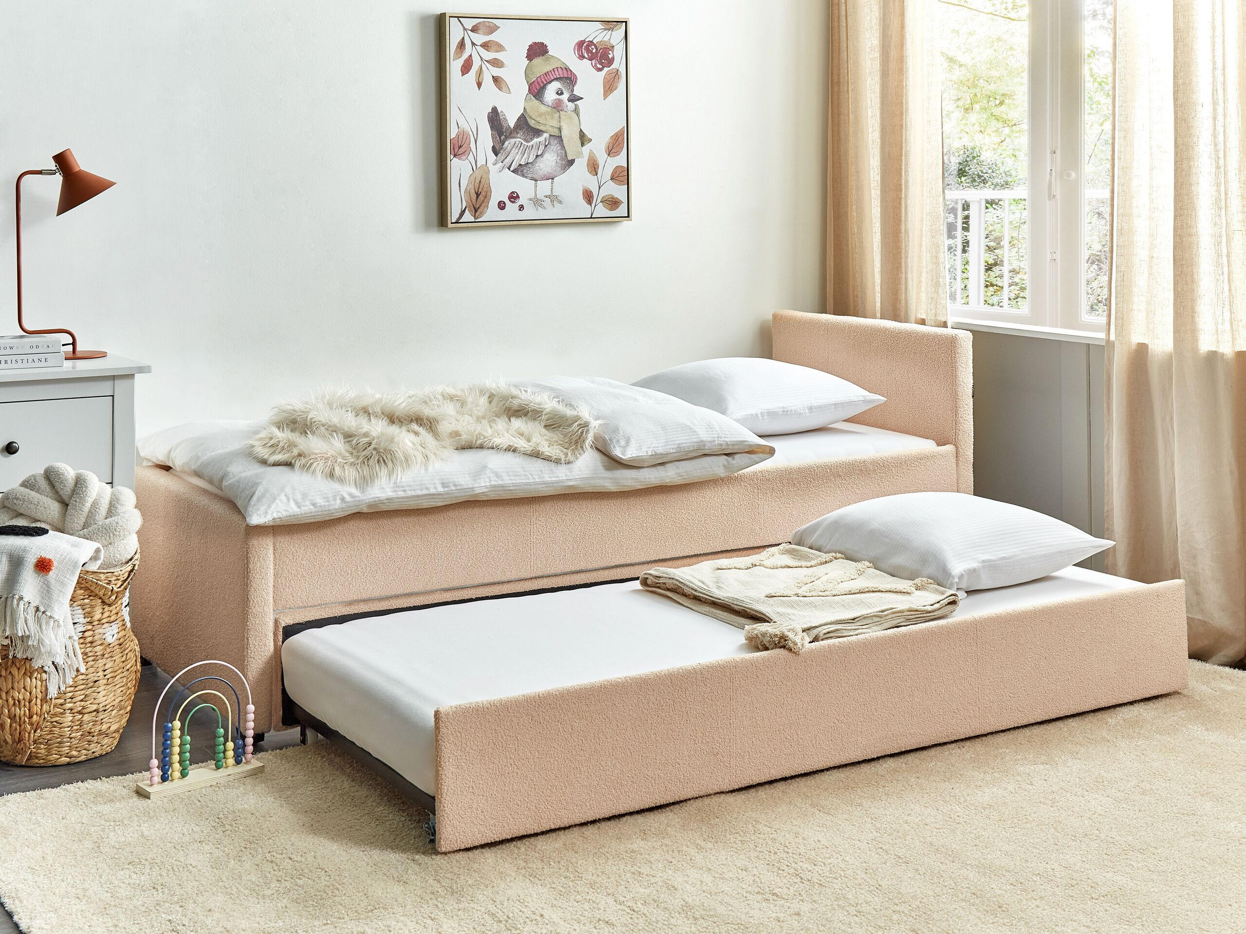 TAGESBETT Rosa 80-200 cm Marmande - Pink, Holz/Textil (80/200cm) - Beliani