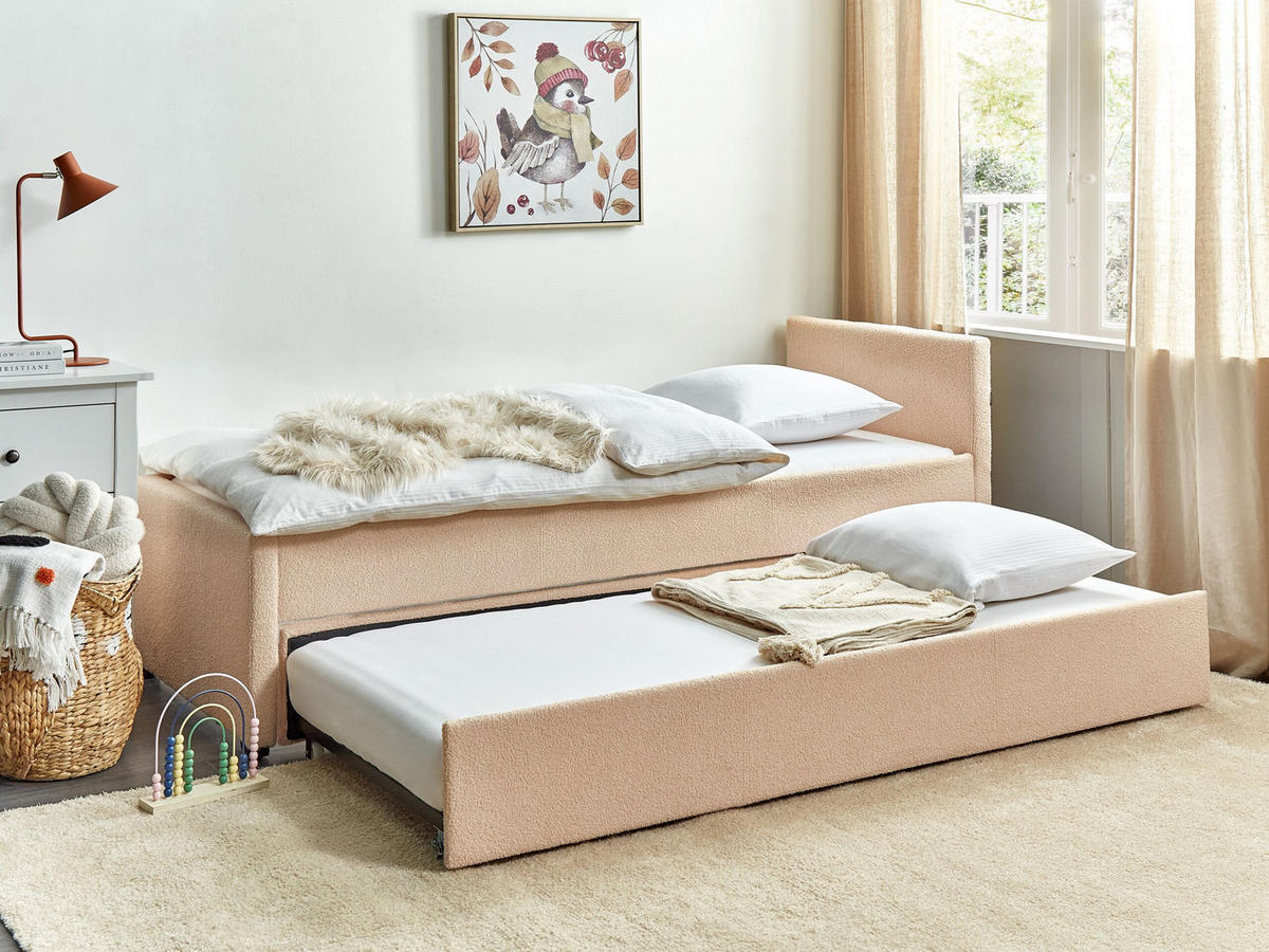 TAGESBETT Rosa 80-200 cm Marmande - Pink, Holz/Textil (80/200cm) - Beliani