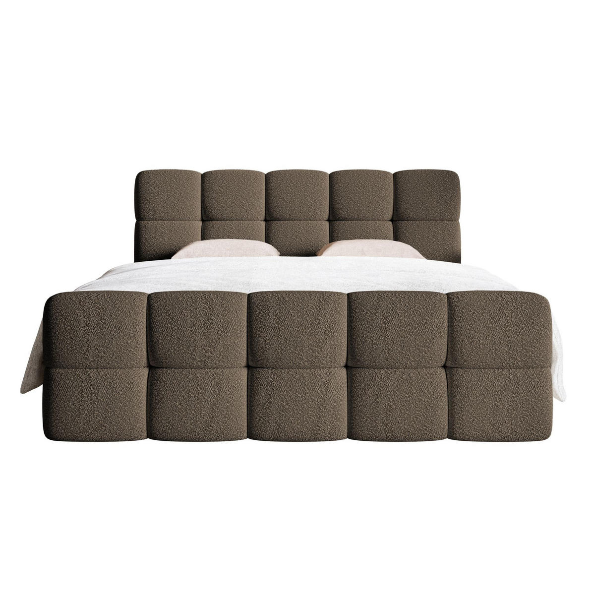 BOXBETT Cloudy Braun mit Bouclé-Bezug 180x200 cm - Schwarz/Braun, Kunststoff/Textil (180/200cm) - Selsey