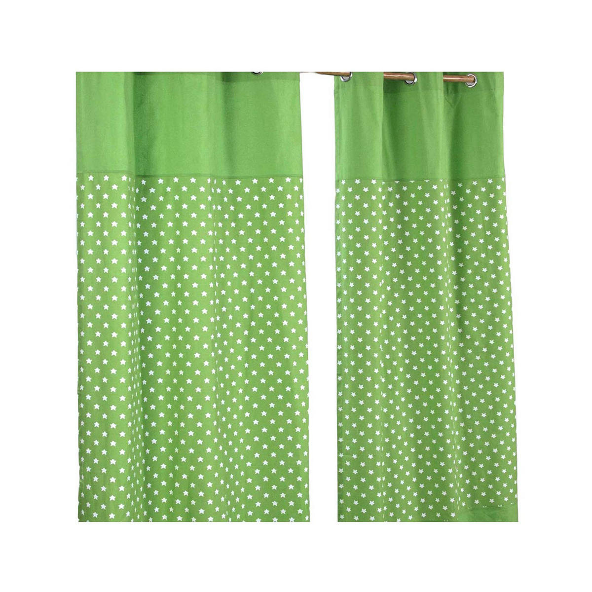 ÖSENVORHANG Sterne blickdicht 2er-Set, 137/182 cm - Grün, Textil (137/182cm) - Homescapes