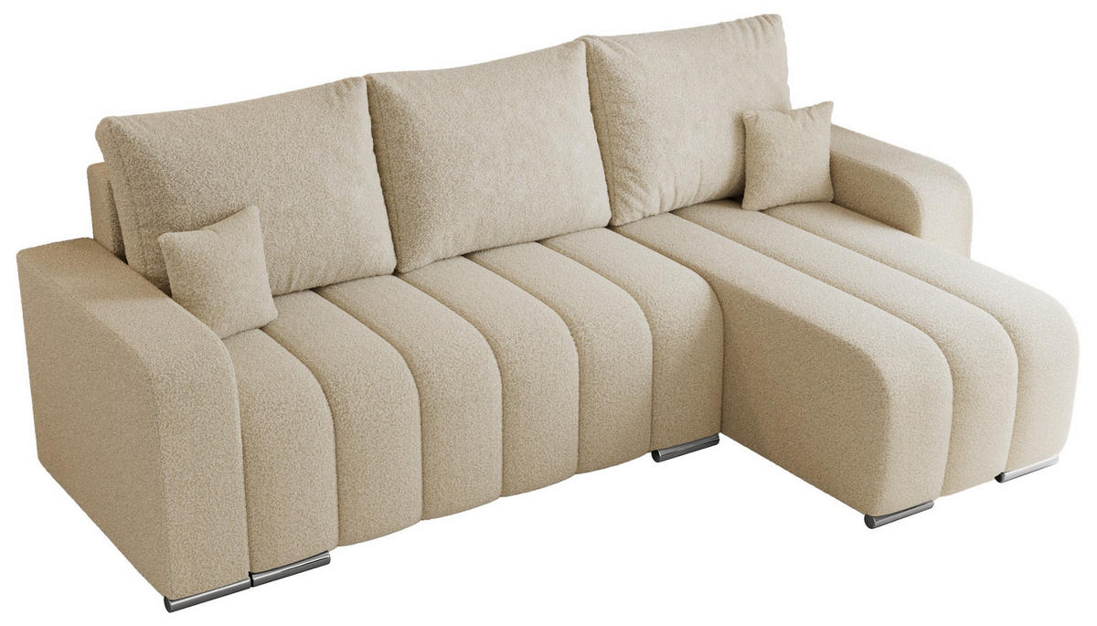 ECKSOFA KIRASSO L Beige Boucle - Beige/Grau, Textil (245/147cm) - MKS