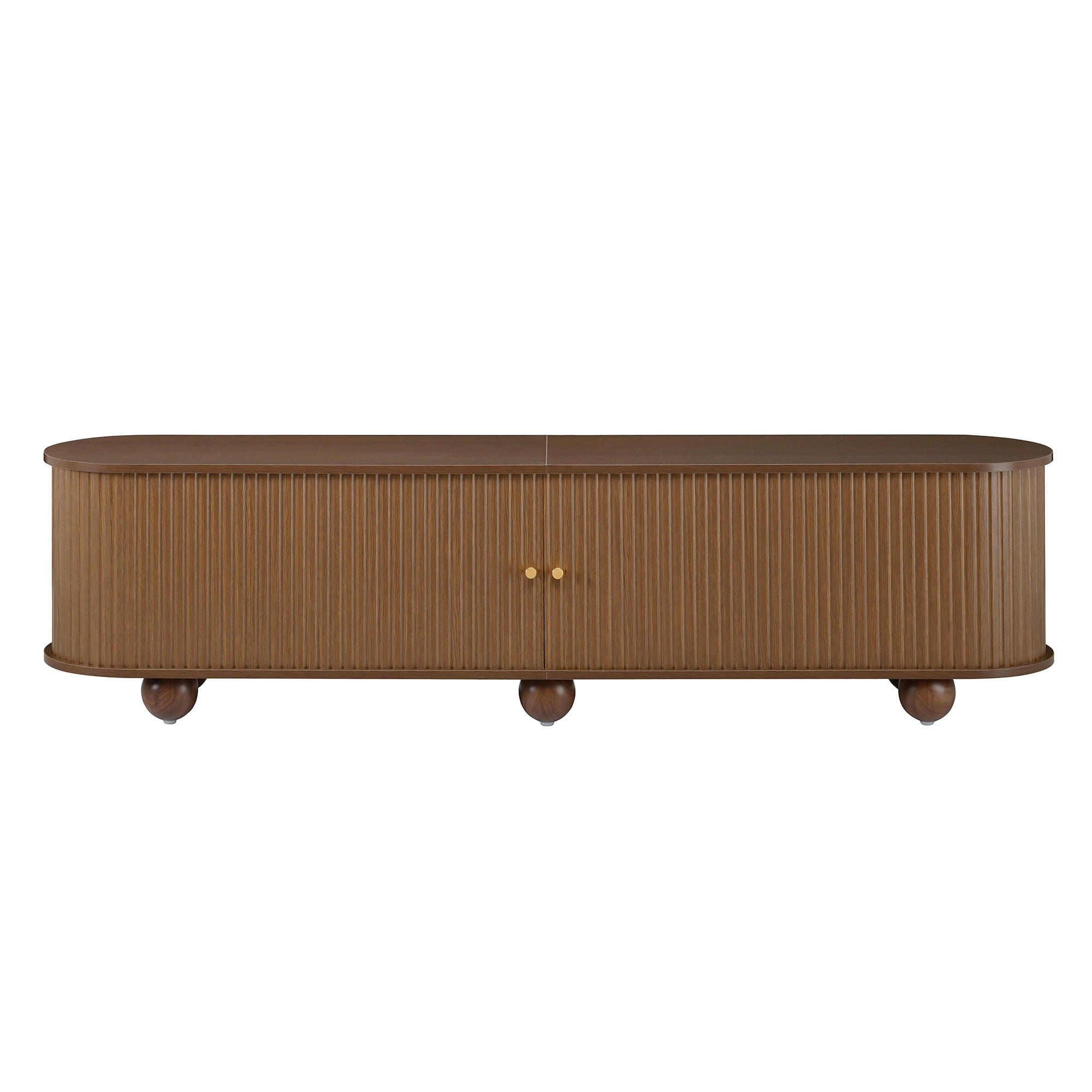 Urban Meuble NÍZKÁ SKŘÍŇKA (LOWBOARD) 180 cm retro s lamelovými posuvnými dvířky a kulovými nožkami