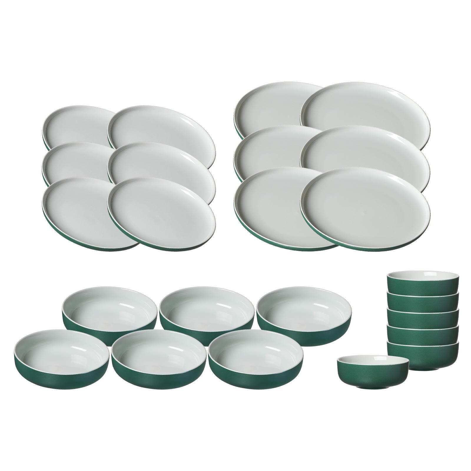 TELLER UND SCHALENSET Jasper grün 24er Set - Grün, Keramik (1/1/1cm) - Ritzenhoff Breker
