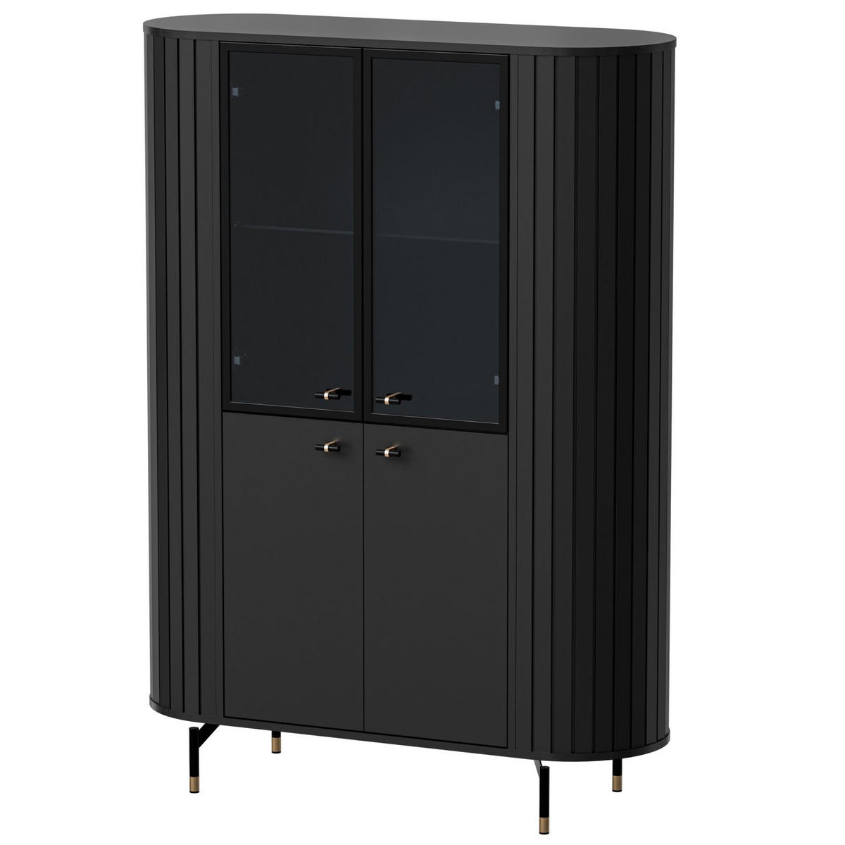VITRINE Zante Schwarz 112 cm - Schwarz, Holzwerkstoff/Metall (112.3/155/40cm) - Selsey