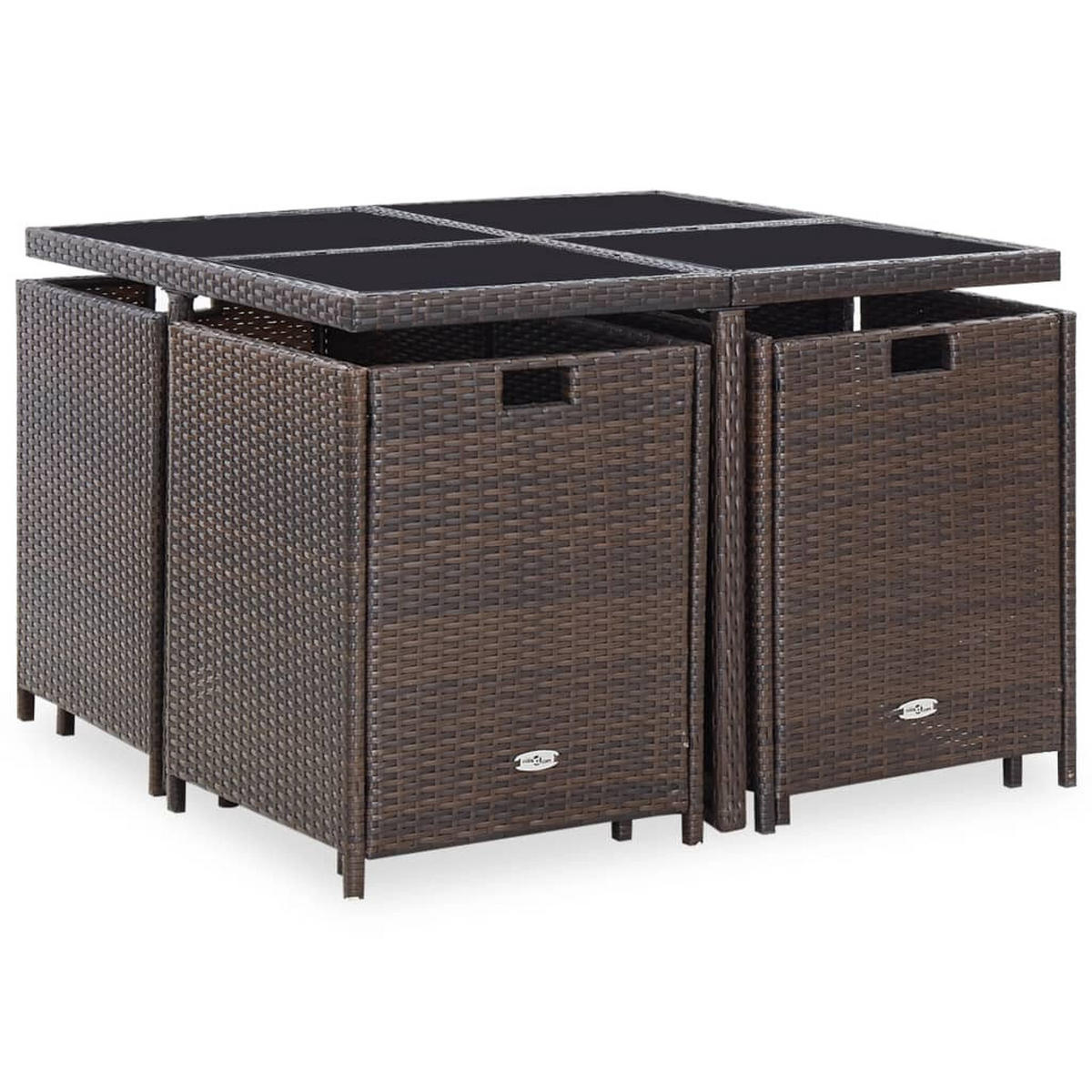 GARTEN-ESSGRUPPE 9-teilig Mit Auflagen Poly Rattan Braun - Creme/Braun, Kunststoff/Textil - vidaXL