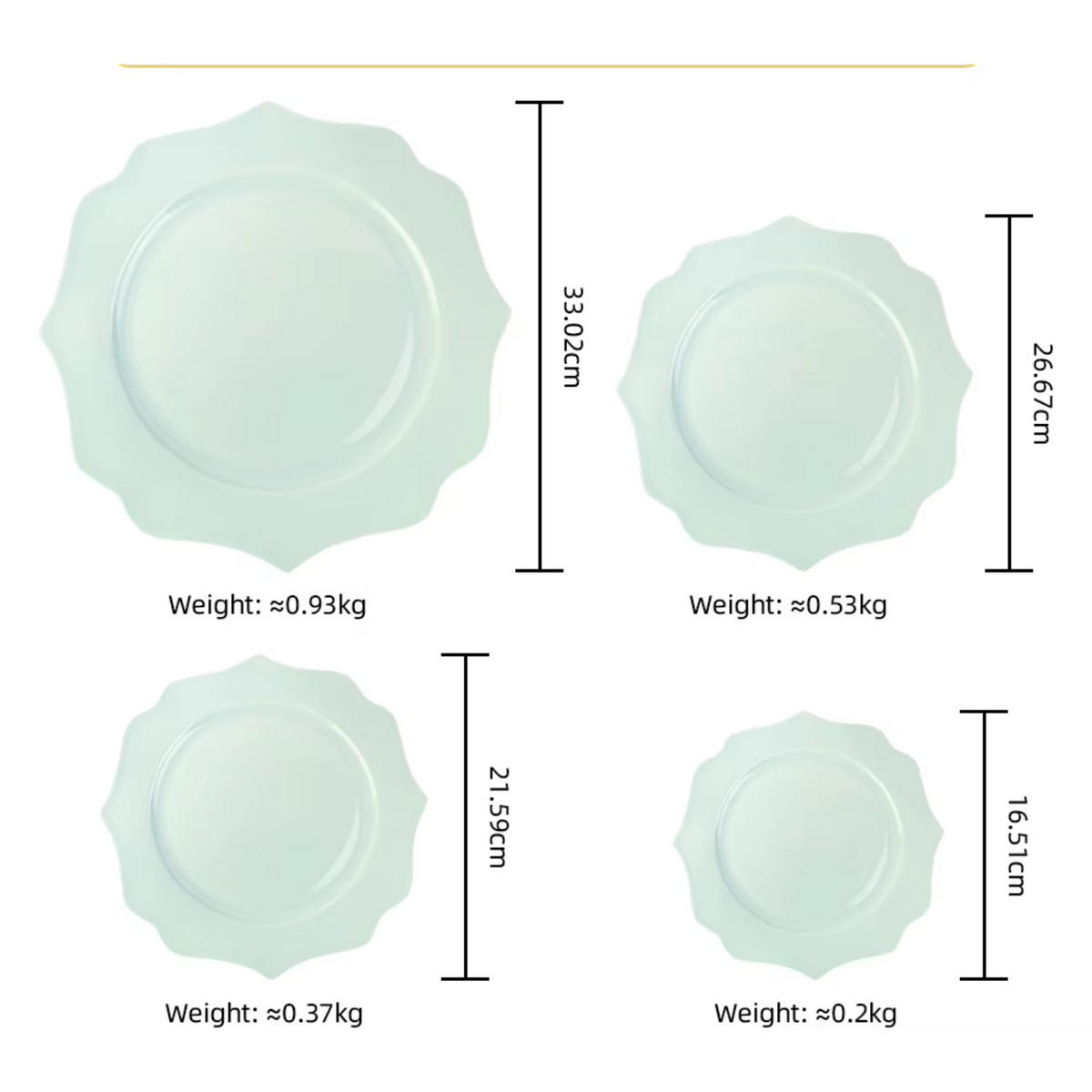 TELLERSET Mintgrün Bone China 4tlg Ø33 Ø27 Ø22 Ø16 cm - Grün, Keramik (33/33/3cm) - Quality Elegance