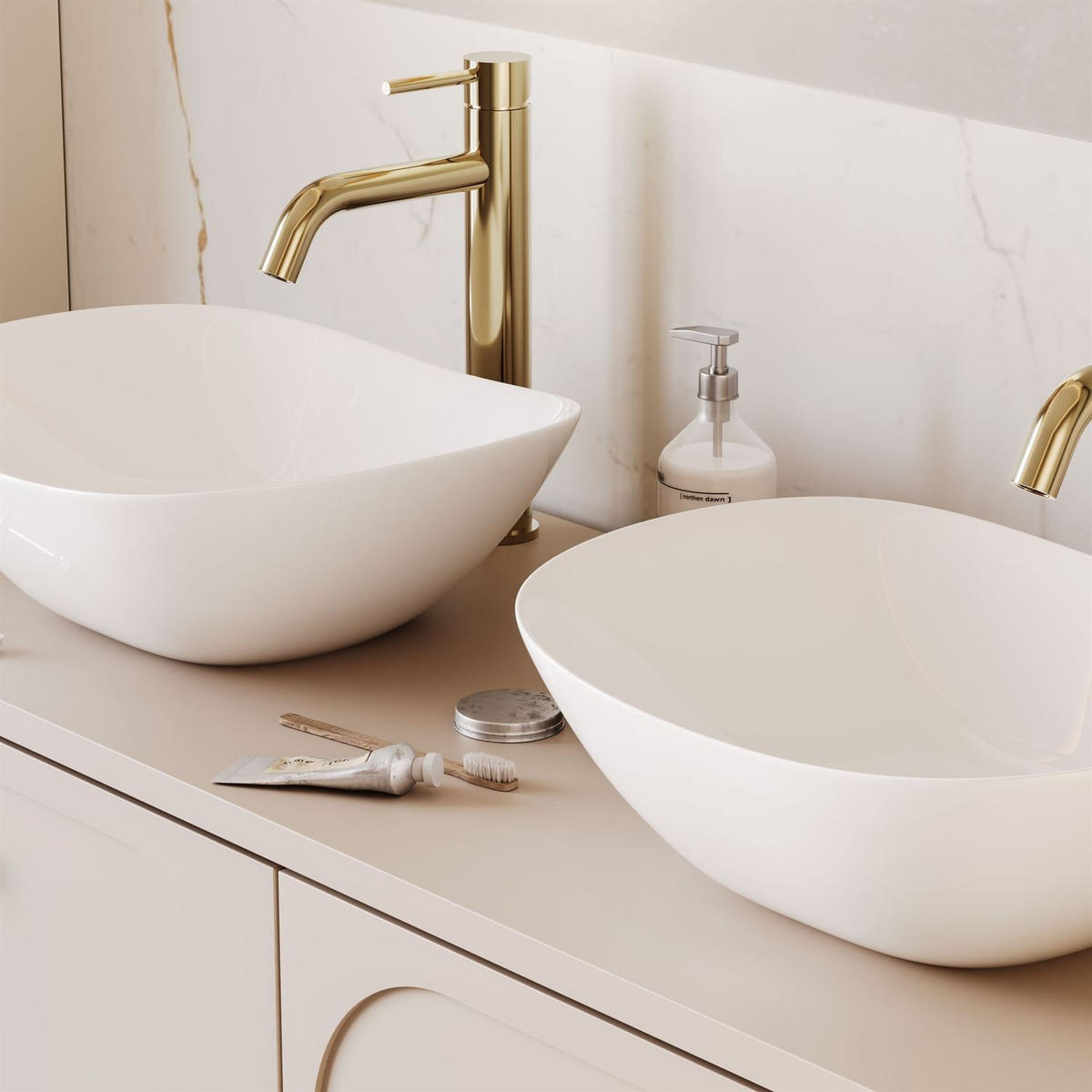 BADMÖBEL-SET IVORY II - Beige, Holzwerkstoff (120/57/46cm) - Lookway