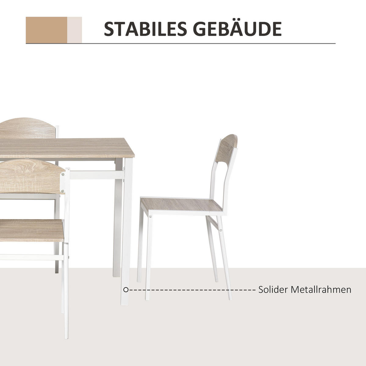 ESSGRUPPE, MDF, Metall, Hellgrau - Hellgrau, Kunststoff (63/76.5/100cm) - HOMCOM