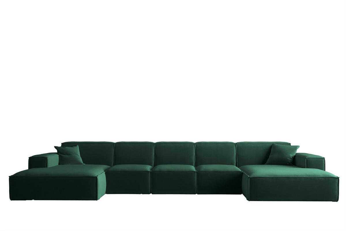 WOHNLANDSCHAFT Celes Premium Xl Opera - Grün, Holzwerkstoff/Textil (462/73/165cm) - Fun Möbel