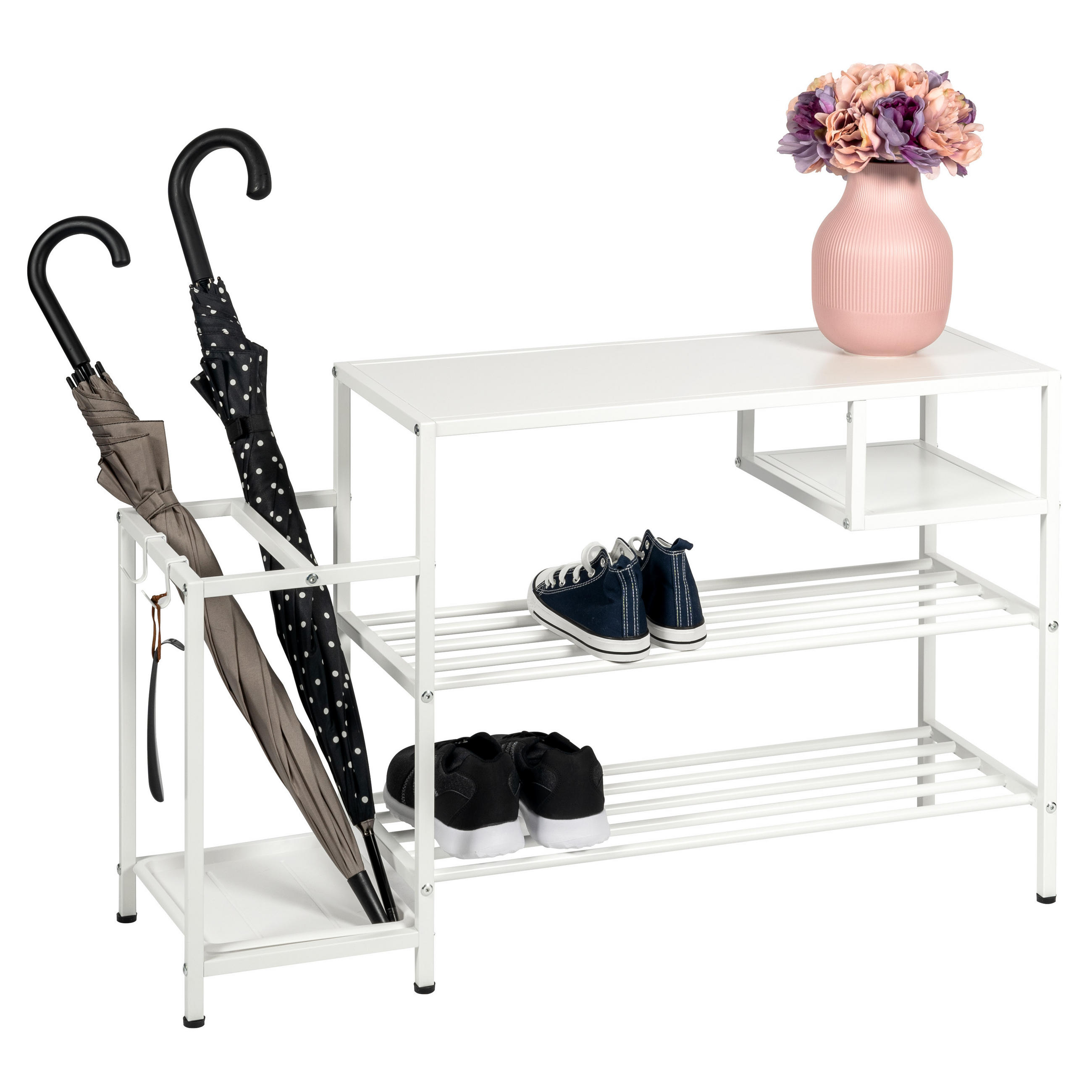SCHUHREGAL, weiß - Weiß, Metall (96/59/30.5cm) - eluno