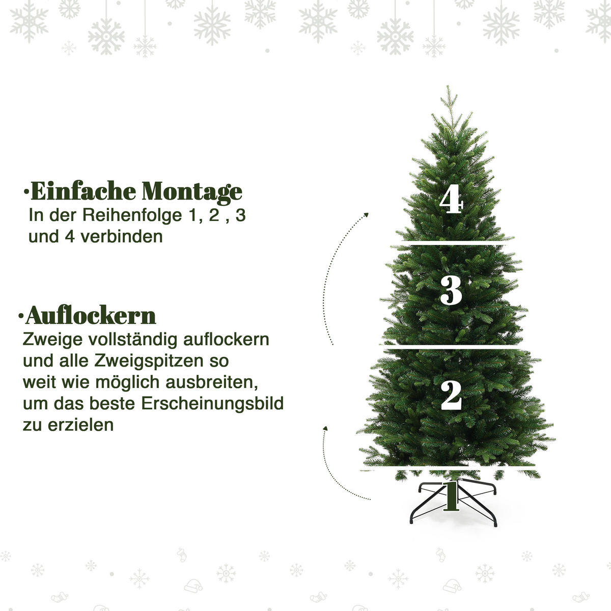 KÜNSTLICHER Weihnachtsbaum 186 cm mit 1.399 PE/PVC-Spitzen - Grün, Kunststoff (92/186cm) - Hometopia