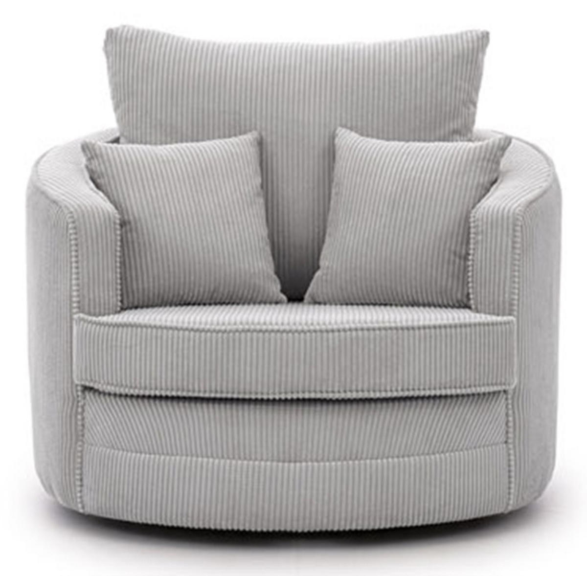 DREHSESSEL Ted aus Hellgrau Cord-Stoff - Hellgrau/Schwarz, Holz/Textil (107/94/100cm) - S-Style Möbel