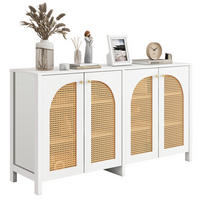 SIDEBOARD 145x40x80 cm, 4 Türen, Rattanoptik, Weiß - Weiß, Holz (145/80/40cm)