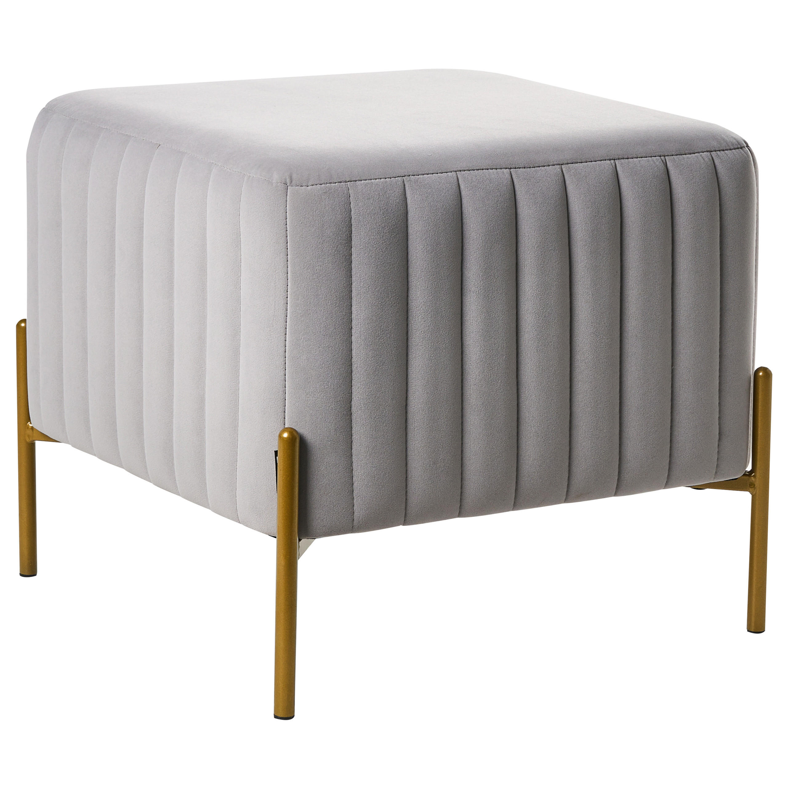 HOCKER Samtstoff Grau Utah - Grau, Textil (47/43/47cm) - Beliani