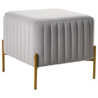 HOCKER Samtstoff Grau Utah - Grau, Textil (47/43/47cm) - Beliani