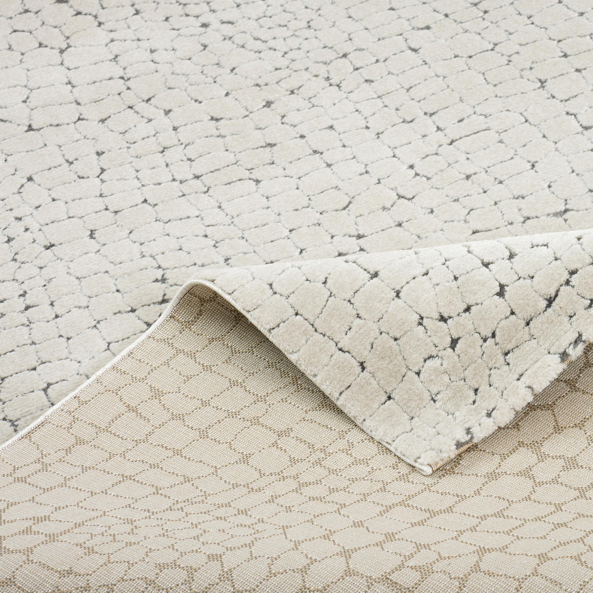 VENEZIA LUXUS DESIGNER TEPPICH STEINOPTIK - Grau, Textil (160/230cm) - Pergamon