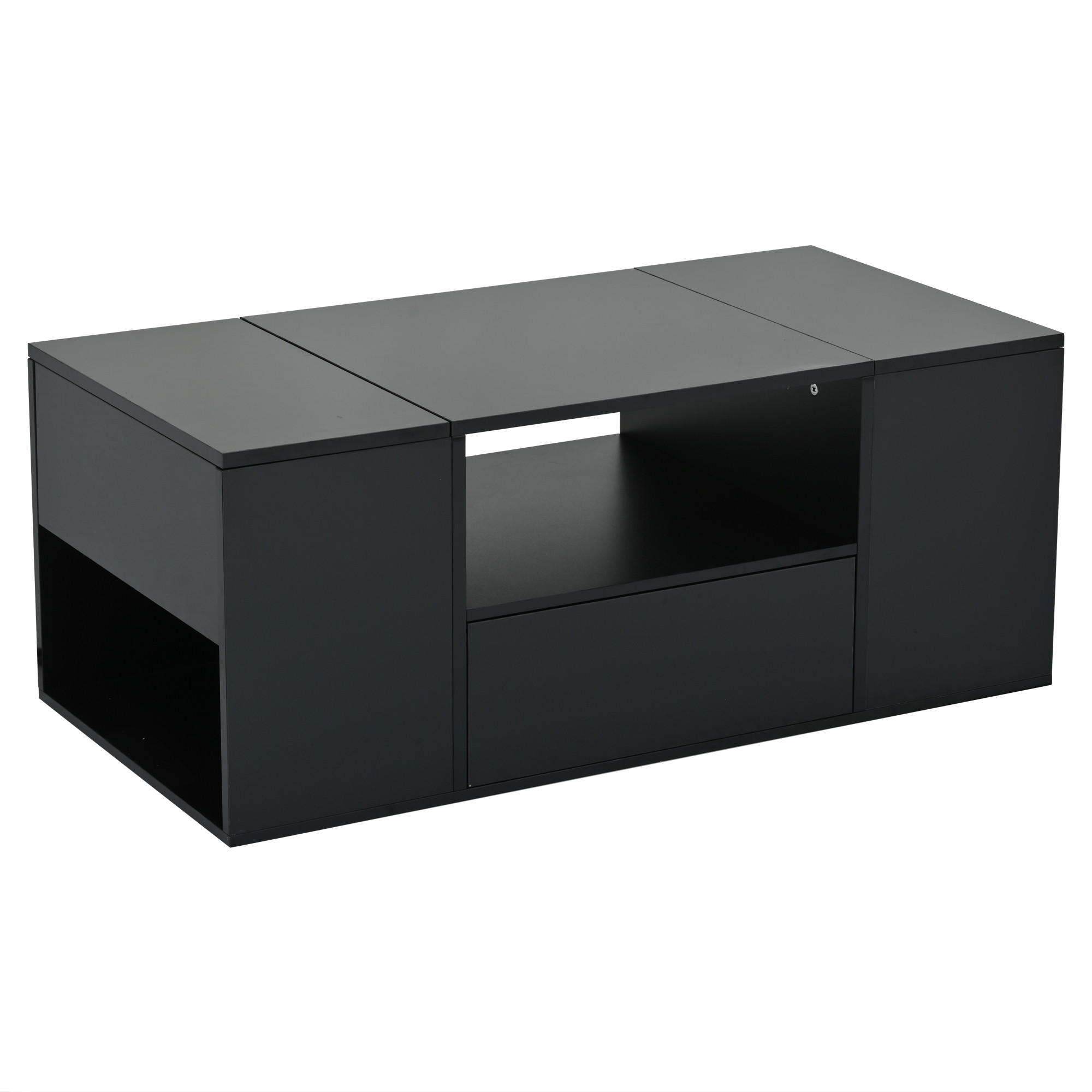COUCHTISCH DE-151 Schwarz mit LED-Beleuchtung und Stauraum - Schwarz, Holzwerkstoff (50/100/40cm) - ComfortXL