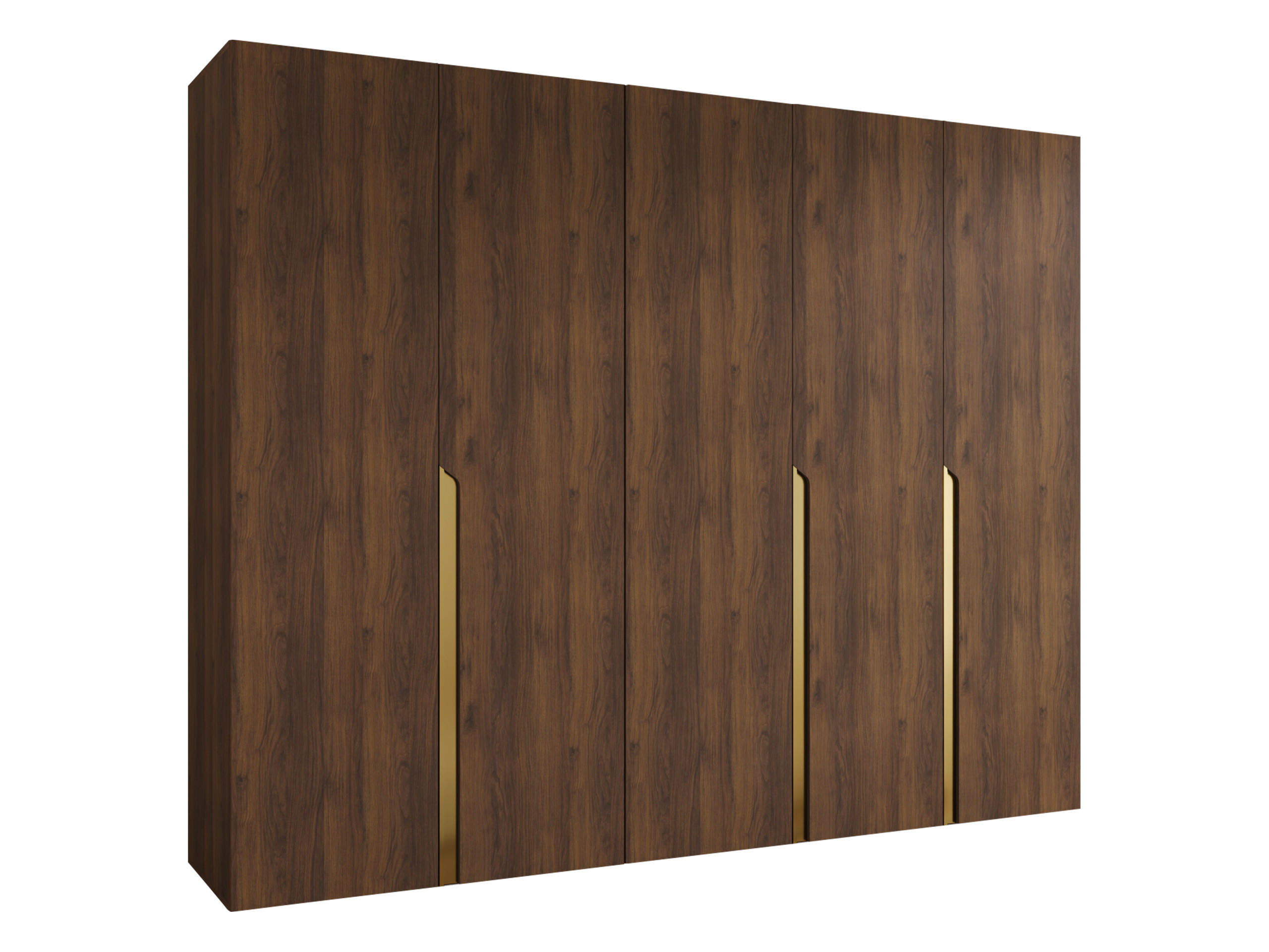 DREHTÜRENSCHRANK Mila I 250 - Goldfarben/Nussbaumfarben, Holzwerkstoff/Kunststoff (250/202/52cm) - MIRJAN24
