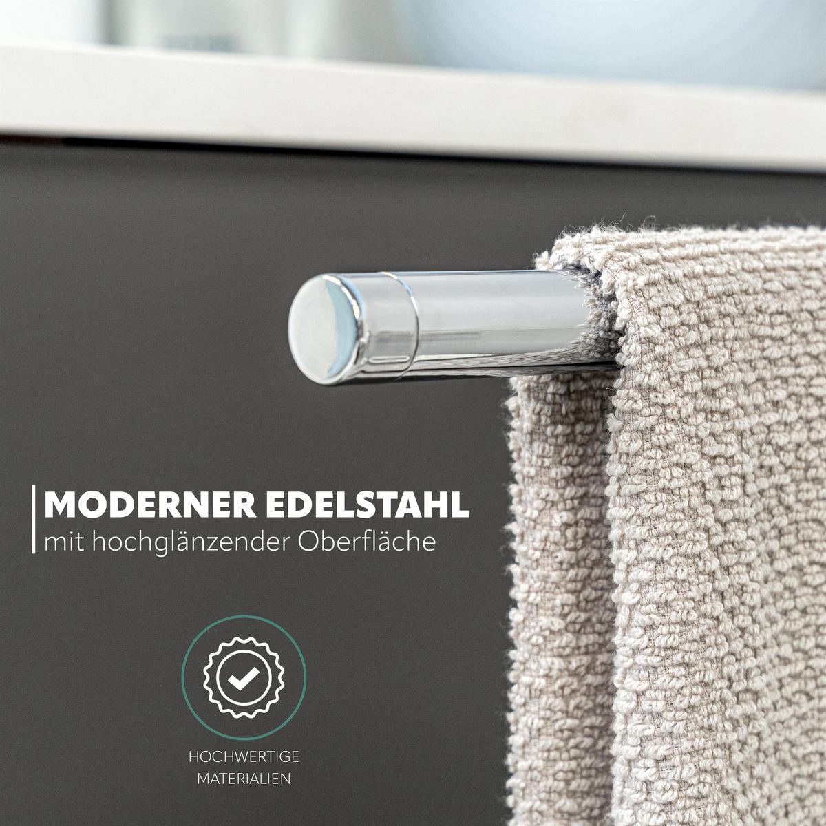 TELESKOPHANDTUCHSTANGE LUCENTE, Edelstahl - Chromfarben, Metall (6/6/50cm) - bremermann