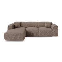 ECKSCHLAFSOFA Geprägter Samt Taupe 283cm - Taupe, Textil (283/180cm) - Sia Home