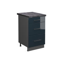 SCHUBLADENSCHRANK Fame-Line Dunkelblau Hochglanz 50 cm, AP Anthrazit - Anthrazit/Dunkelblau, Holzwerkstoff (50/82/60cm) - Vicco