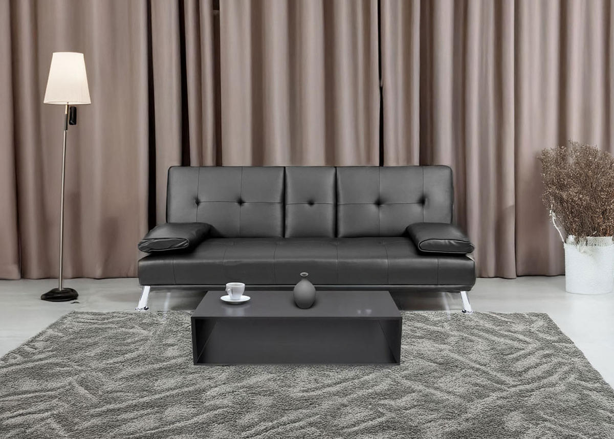 3ER-SOFA Schwarz - Schwarz, Textil (166/77/81cm) - MCW