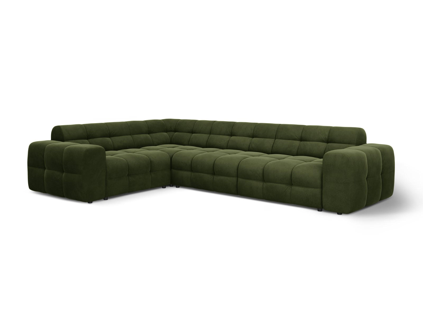 ECKSOFA links Kendal aus Samt armeegrün 6 Sitzplätze - Olivgrün, Textil (231/332cm) - Micadoni
