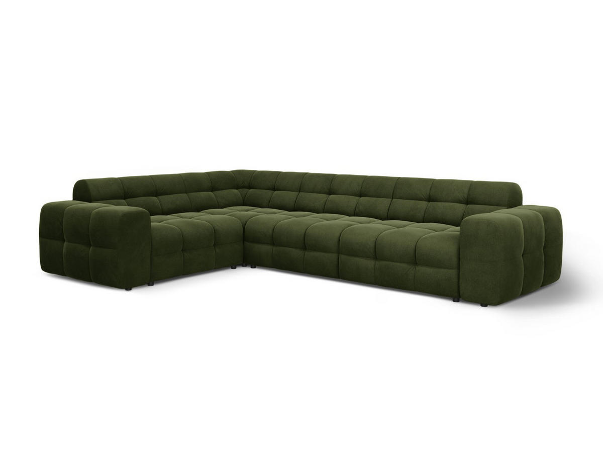 ECKSOFA links Kendal aus Samt armeegrün 6 Sitzplätze - Olivgrün, Textil (231/332cm) - Micadoni