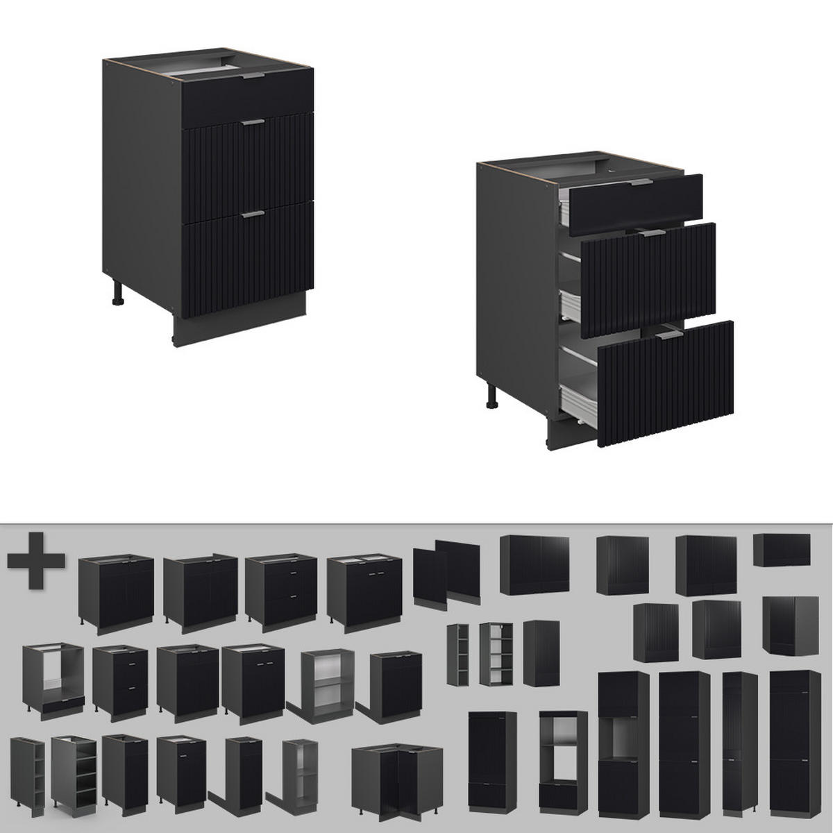 Honigeiche/Schwarz, Holzwerkstoff (50/82/60cm) - Vicco