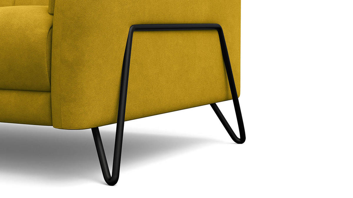 SOFA RODEN 2-Sitzer, dunkegelb, Veloursstoff - Gelb, Holz/Textil (152/82/103cm) - Wozimo